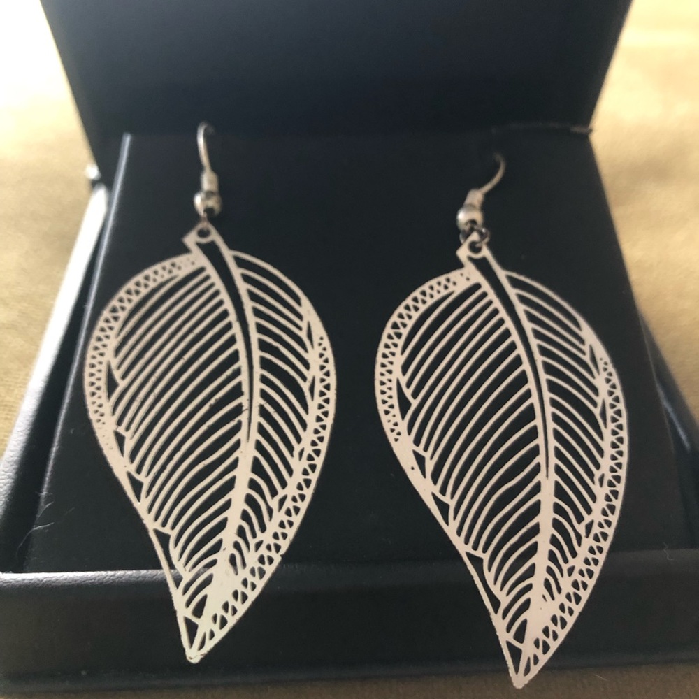 Silver feather earrings